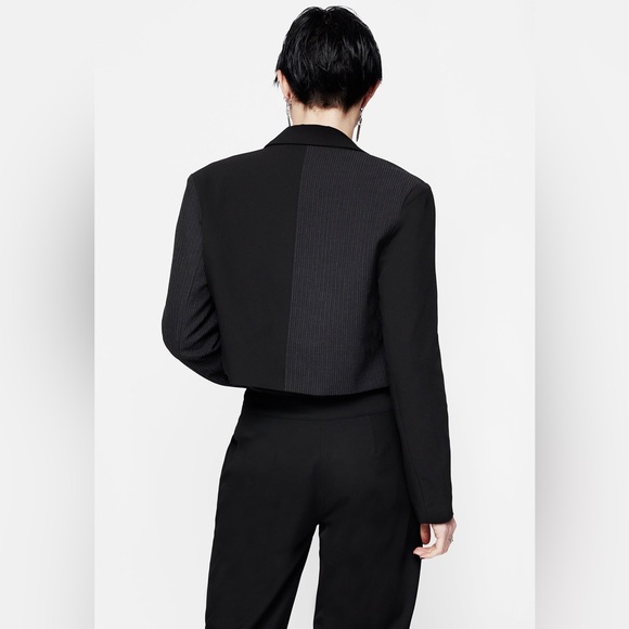 Disturbia Memoriam Spliced Pinstripe Crop Blazer US 6 / UK 10 - Picture 4 of 8